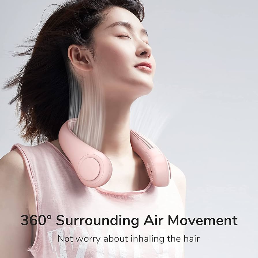 Portable Neck Fan, Hands-Free Bladeless Rechargeable USB Fan with 3 Speeds and 72 Air Outlets, Adjustable Personal Cooling Fan for Indoor Outdoor Travel Office